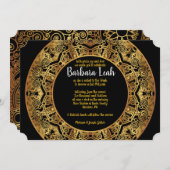 GOUDEN Circulaire Bat Mitzvah Uitnodiging (Voorkant / Achterkant)