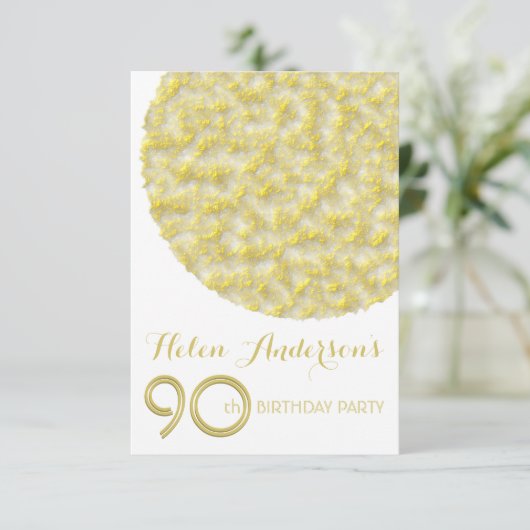 Gouden Cirkel 90e Verjaardagsfeestuitnodiging Kaart (Staand voorkant)