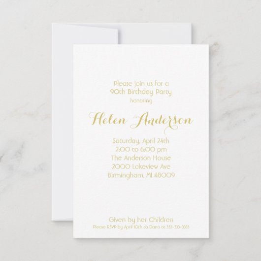 Gouden Cirkel 90e Verjaardagsfeestuitnodiging Kaart (Achterkant)