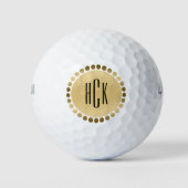 Gouden Cirkel en Stippen Custom Monogram Golfballen (Voorkant)