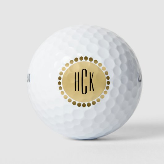 Gouden Cirkel en Stippen Custom Monogram Golfballen (Voorkant)