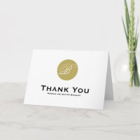 Gouden cirkel script monogram trouwthankkaart