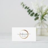 Gouden Cirkel Script Naam Make-up Nagels Schoonhei Visitekaartje (Staand voorkant)