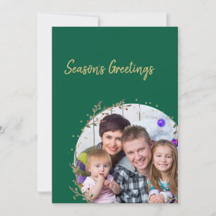 Gouden Cirkel & Warm Rode Familie Foto Kerstkaart Kaart