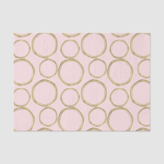 Gouden Cirkels & Blozend Roze Modern Trendy Chic Tissuepapier (Voorkant)