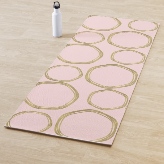 Gouden Cirkels & Blozend Roze Modern Trendy Chic Yogamat (In situ)
