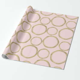 Gouden Cirkels & Blozende Roze Moderne Trendy Cadeaupapier
