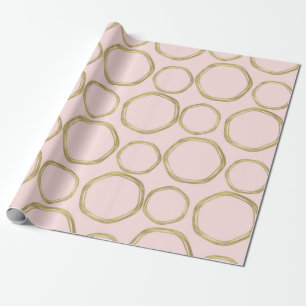 Gouden Cirkels & Blozende Roze Moderne Trendy Cadeaupapier