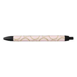 Gouden Cirkels & Blozende Roze Moderne Trendy Chic Zwarte Inkt Pen