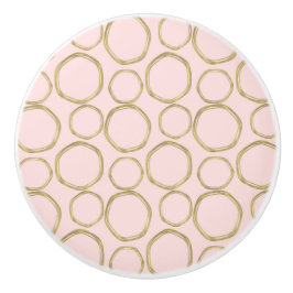 Gouden Cirkels & Blozende Roze Moderne Trendy Mod Keramische Knop