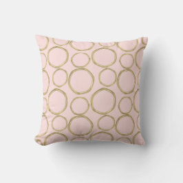 Gouden Cirkels & Blozende Roze Moderne Trendy Mod Kussen