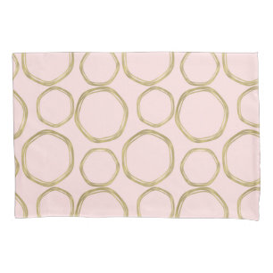Gouden Cirkels & Blozende Roze Moderne Trendy Mod Kussensloop