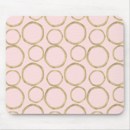 Gouden Cirkels & Blozende Roze Moderne Trendy Muismat