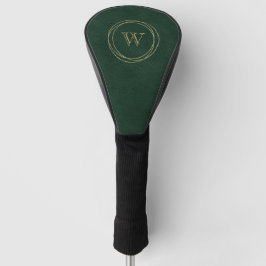 Gouden Cirkels Donkergroene Monogram Golfheadcover