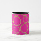 Gouden Cirkels & Fel Roze Leuke Moderne Trendy Mok (Midden)