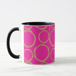 Gouden Cirkels & Fel Roze Leuke Moderne Trendy Mok