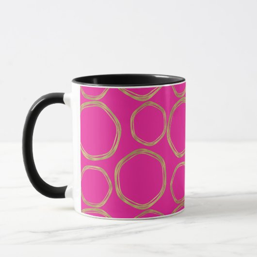 Gouden Cirkels & Fel Roze Leuke Moderne Trendy Mok (Links)