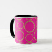 Gouden Cirkels & Fel Roze Leuke Moderne Trendy Mok (Voorkant links)