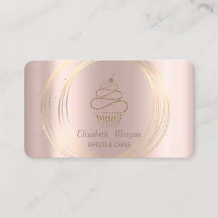 Gouden Cirkels Glitter Cupcake Roze Goud Visitekaartje