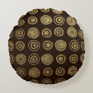 Gouden cirkels: Hand getrokken patroon Rond Kussen