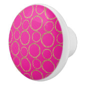 Gouden Cirkels & Heet Roze Glam Moderne Mod Keramische Knop (Rechts)