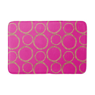 Gouden Cirkels & Heet Roze Helder Modieus Modern Badmat