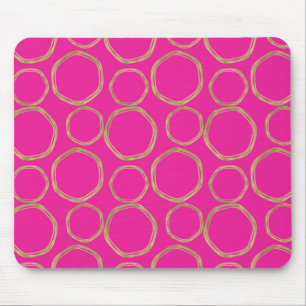 Gouden Cirkels & Heet Roze Helder Mooi Moderne Tre Muismat