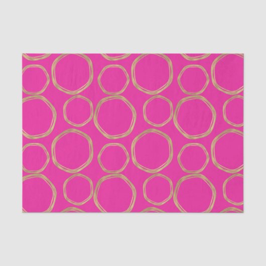 Gouden Cirkels & Heet Roze Helder Mooi Moderne Tre Tissuepapier (Voorkant)