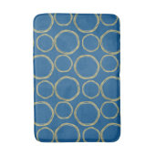 Gouden Cirkels & Helderblauw Modern Trendsettend Badmat (Voorkant Verticaal)