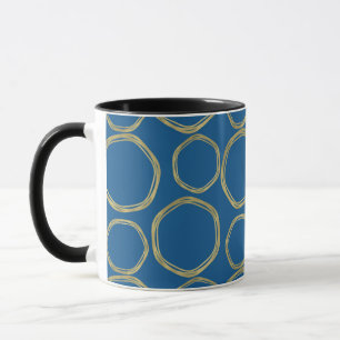 Gouden Cirkels & Helderblauw Modern Trendsettend Mok