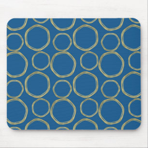 Gouden Cirkels & Helderblauw Modern Trendsettend Muismat
