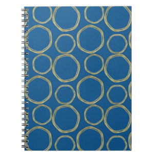 Gouden Cirkels & Helderblauw Modern Trendy Notitieboek