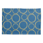 Gouden Cirkels & Helderblauwe Moderne Trendy Kussensloop (Achterkant)