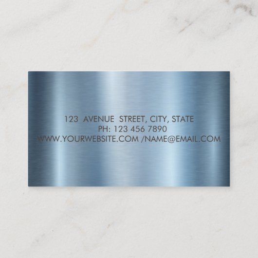 Gouden Cirkels Lotus Blauw Zen Stones Metallic Visitekaartje (Achterkant)