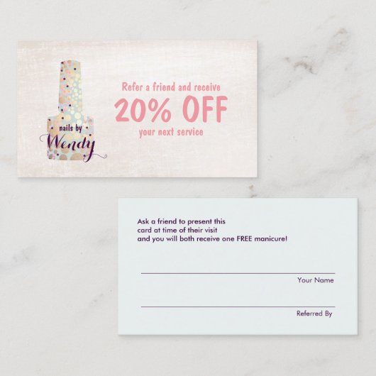 Gouden Cirkels Nagelsalon Manicurist Verwijzing (Voorkant / Achterkant)