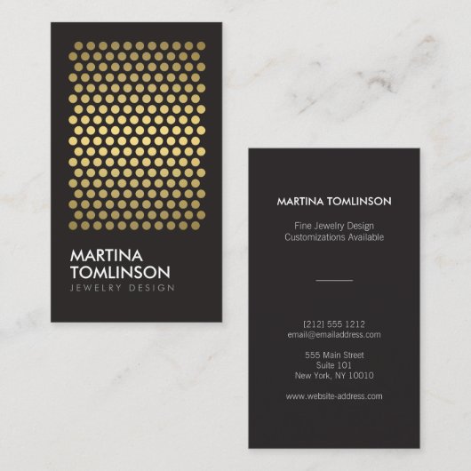 Gouden Cirkels op Black Designer Visitekaartje (Voorkant / Achterkant)