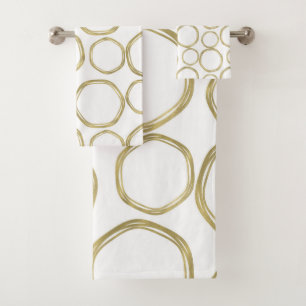 Gouden Cirkels Op Witte Moderne Bad Handdoek
