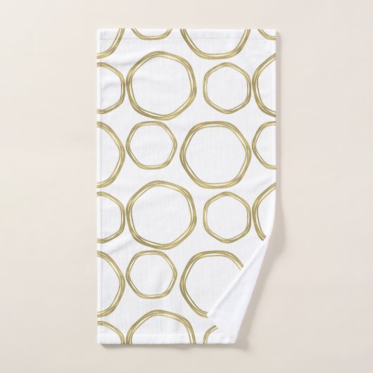 gouden cirkels op witte moderne plaat bad handdoek (Handdoek)