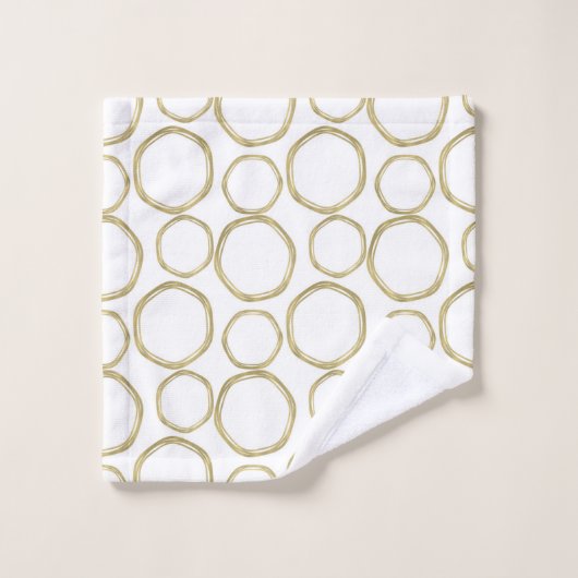 gouden cirkels op witte moderne plaat bad handdoek (Wasdoekje)