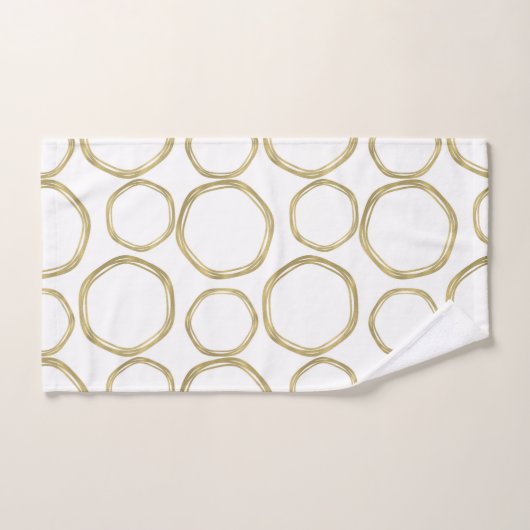 gouden cirkels op witte moderne plaat bad handdoek (Handdoek)