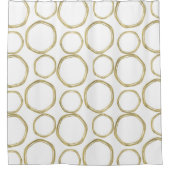 gouden cirkels op witte moderne plaat douchegordijn (Voorkant)