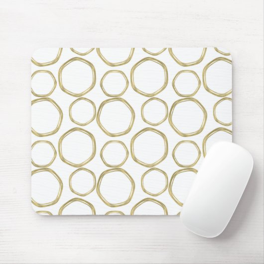 gouden cirkels op witte moderne plaat muismat (Met muis)