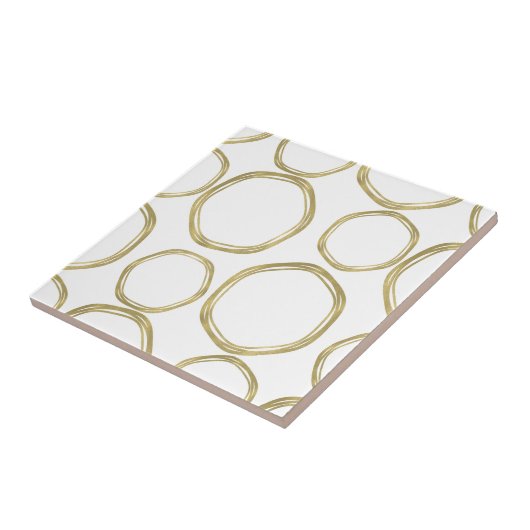 gouden cirkels op witte moderne plaat tegeltje (Zijkant)