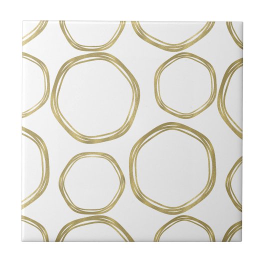 Gouden Cirkels Op Witte Moderne Tegeltje (Voorkant)