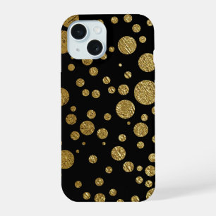 gouden cirkels op zwart iPhone 15 case