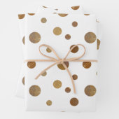 Gouden Cirkels Polka Dots Geometrisch Wit Inpakpapier Vel (In situ)