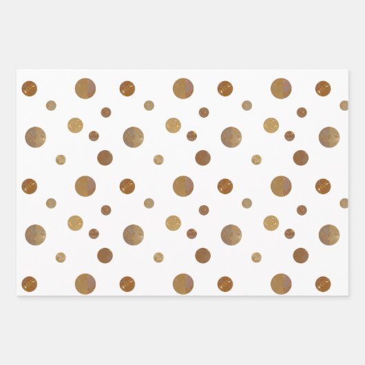 Gouden Cirkels Polka Dots Geometrisch Wit Inpakpapier Vel (Voorkant)