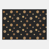 Gouden Cirkels Polka Dots Geometrisch Zwart Inpakpapier Vel (Voorkant)