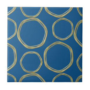Gouden Cirkels & Rustieke Aqua Blauw Chic Modern Tegeltje