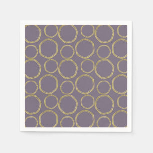 Gouden Cirkels & Rustieke Taupe Paarse Moderne Tre Servet